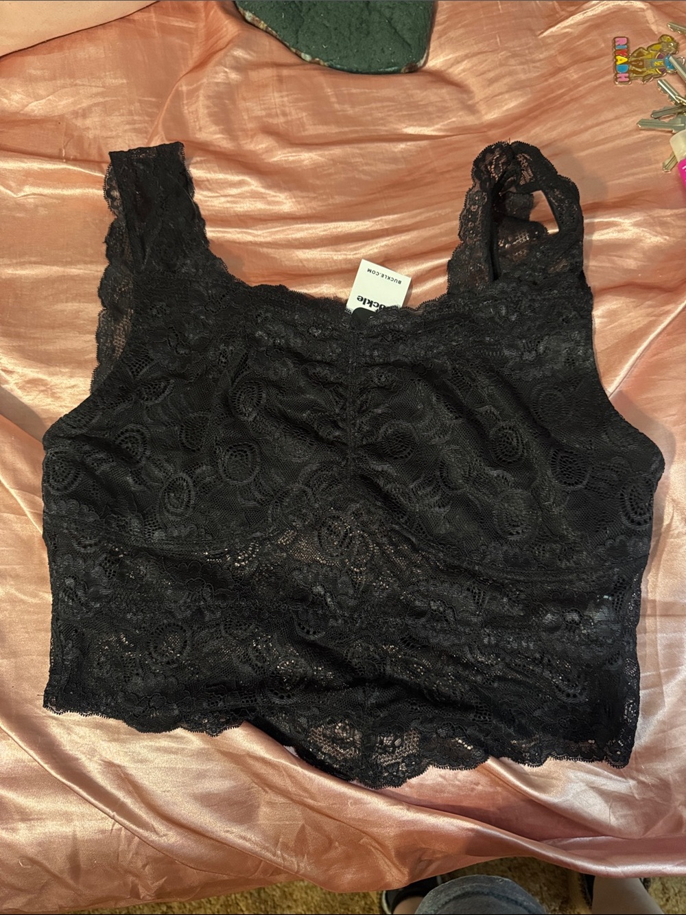 Buckle Black Lace Bralette Tank